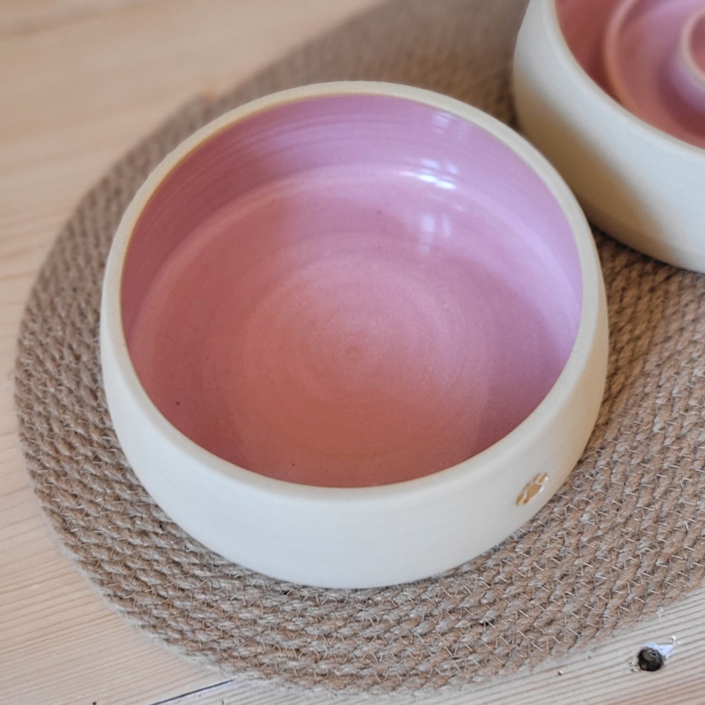 Ceramic slow feeder and water bowl and Jute Mat | Zuze Pet