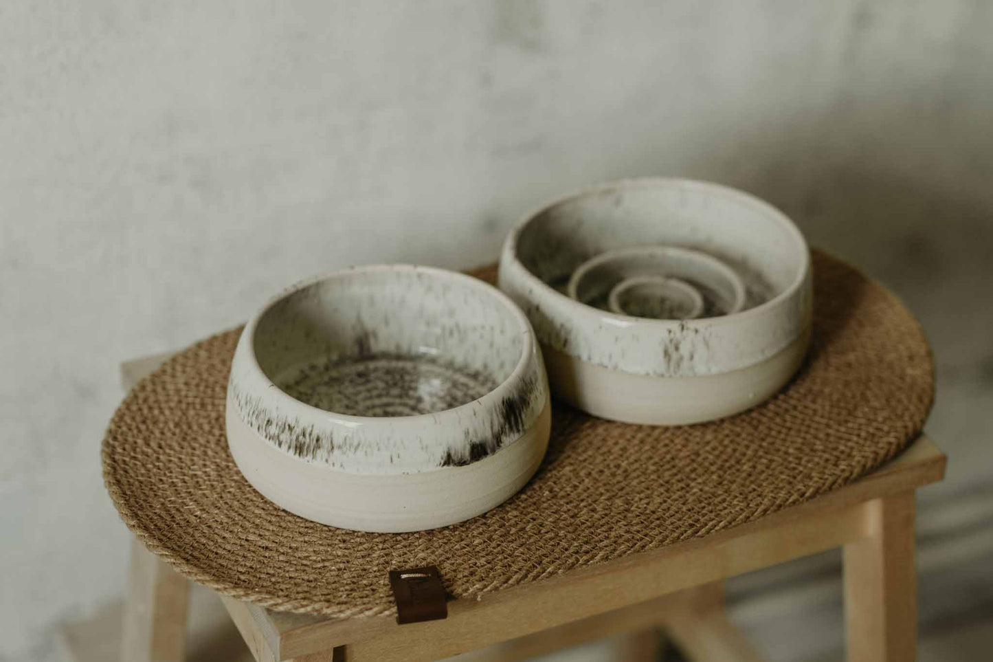 Two toned bowl set + jute bowl mat
