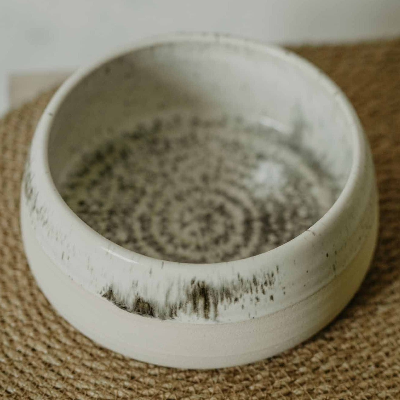 Dog bowl with speckled design