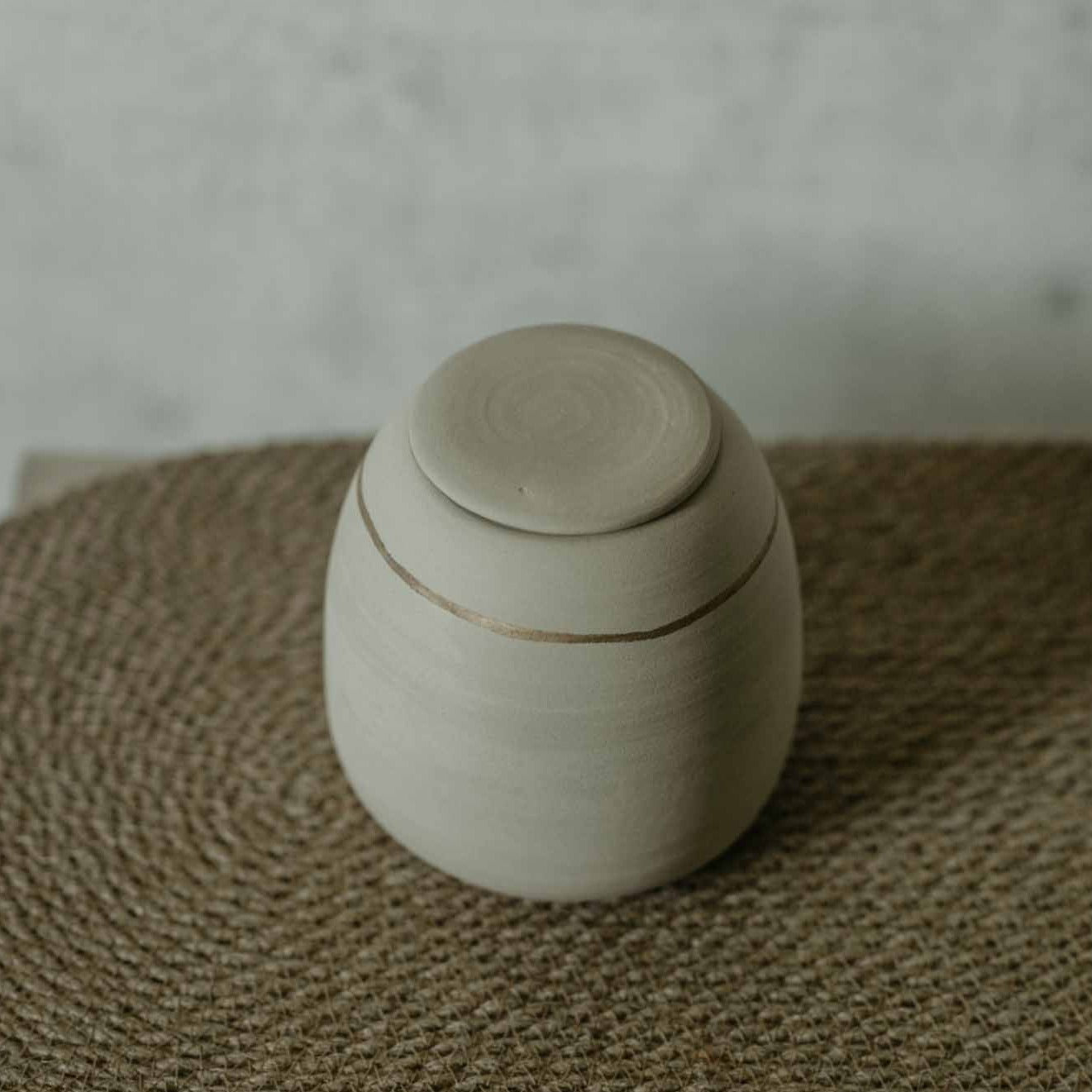Cream white and gold pet urn. Ready to Ship. Small size (up to 9kg pets)