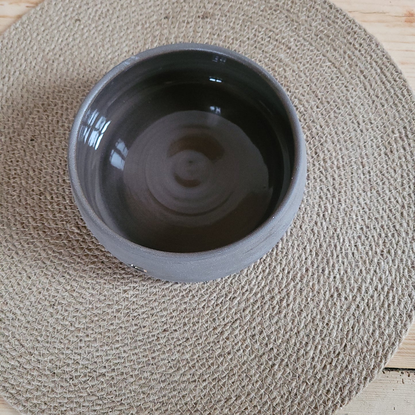 Gray dog bowl with small imperfection. (Medium size)