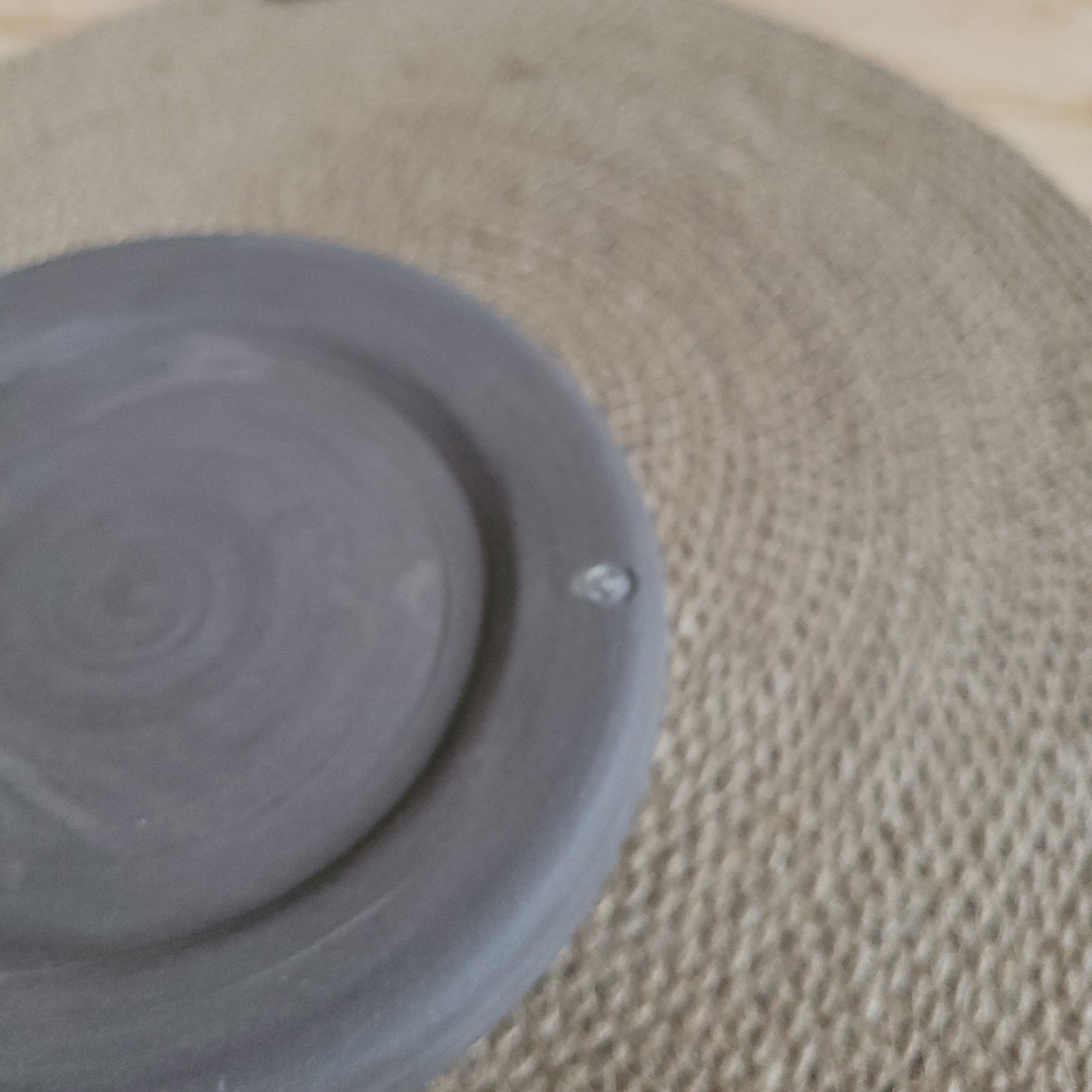 Gray dog bowl with small imperfection. (Medium size)