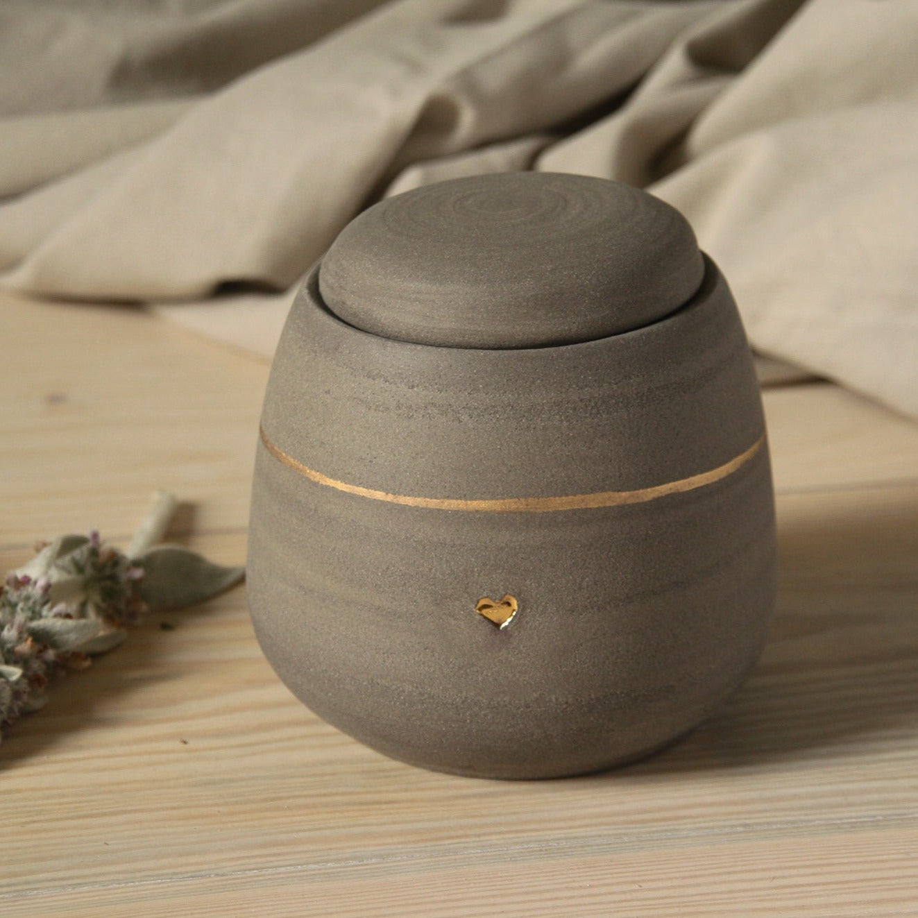 Handmade pottery dog urn