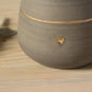 Customizable Handcrafted Ceramic Pet Urn | Gray Stoneware with Gold Heart or Paw Stamp | Personalized with Pet's Name | Sizes S, M, L
