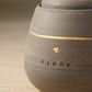 Custom Pet Remembrance Urn - Gray Stoneware - Gold heart Stamp - 
