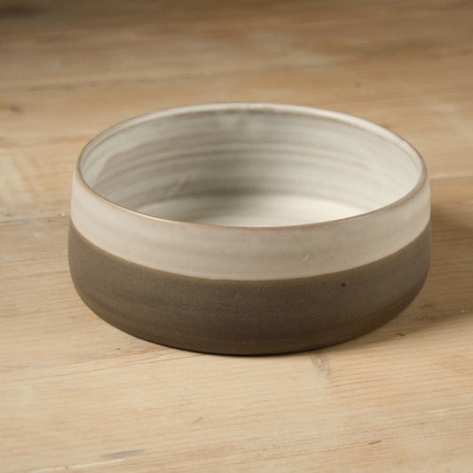 Ceramic dog bowl - grey, matte white