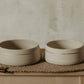 Elegant white stoneware dog bowl set with gold line - handcrafted and functional