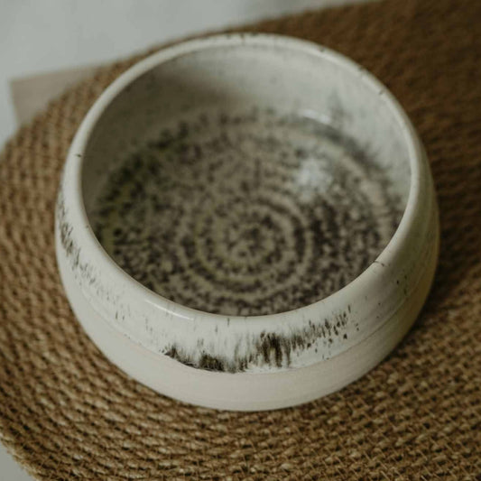 Dog bowl with speckled design