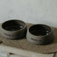 Grey stoneware pet bowl with name